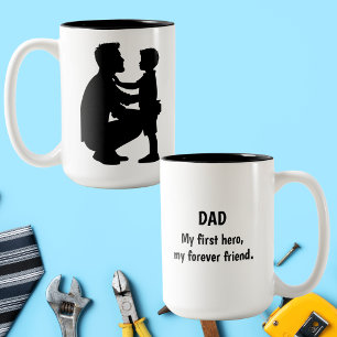 Papa mijn eerste held voor altijd vriend Vaderdag Tweekleurige Koffiemok