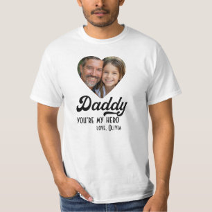 Papa mijn held foto hart, retro t-shirt
