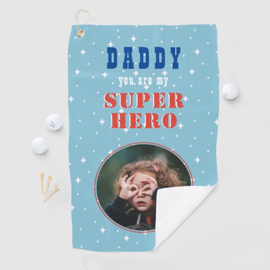 Papa mijn superheld Fun Fotovaders dag Golfhanddoek (Insitu)