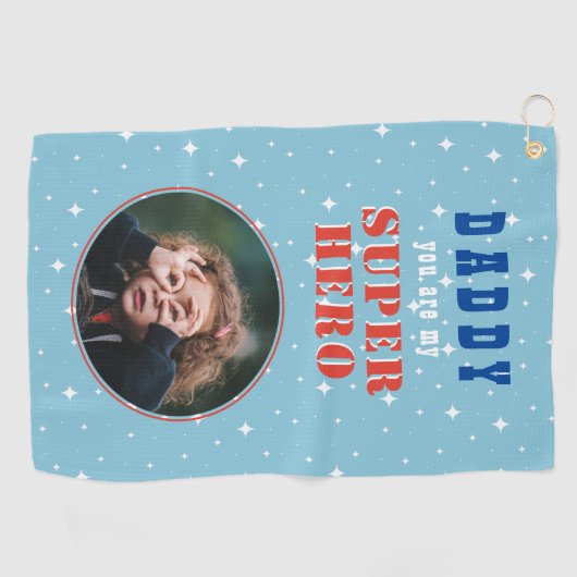 Papa mijn superheld Fun Fotovaders dag Golfhanddoek (Horizontaal)