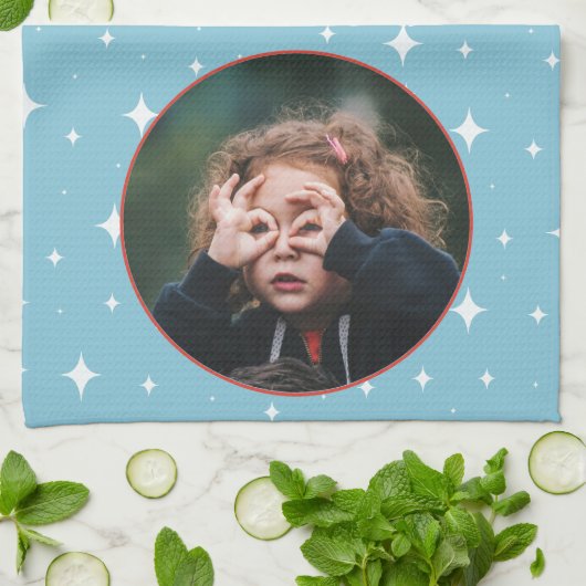 Papa mijn superheld Fun Fotovaders dag Theedoek (Gevouwen)