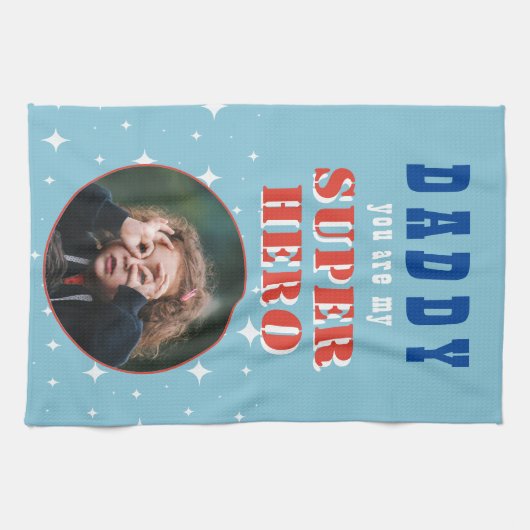 Papa mijn superheld Fun Fotovaders dag Theedoek (Horizontaal)