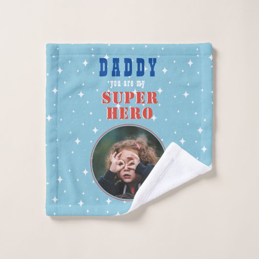 Papa mijn superheld Fun Fotovaders dag Washandje (Wasdoekje)