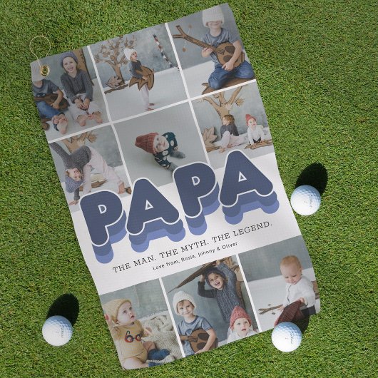 Papa Modern Photo Collage Golf Towel Golfhanddoek