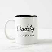 papa | Modern Vaderdag Kinder Names Script Tweekleurige Koffiemok (Links)