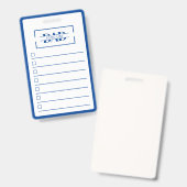 Papa Moderne Blauwe Monogram Takenlijst Badge (Voor- en achterkant)