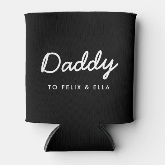 papa | Moderne Kinder Names Vaderdag Black Blikjeskoeler (Voorkant)