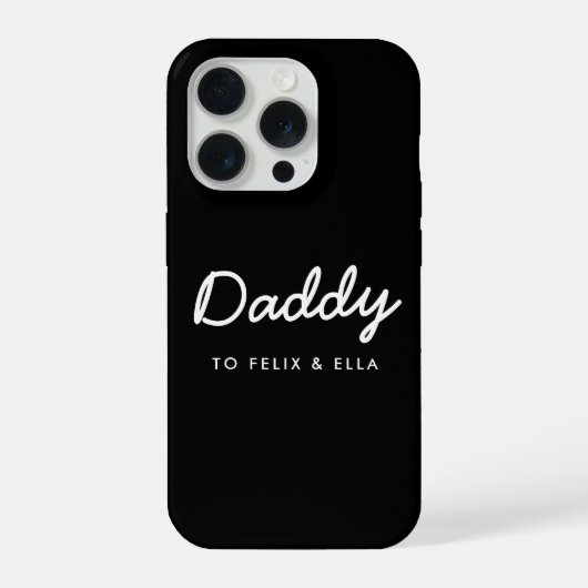 papa | Moderne Kinder Names Vaderdag Black iPhone Hoesje (Achterkant)