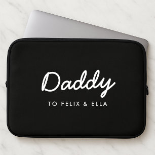 papa   Moderne Kinder Names Vaderdag Black Laptop Sleeve