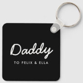 papa | Moderne zwarte Kinder namen van vaders Sleutelhanger (Achterkant)