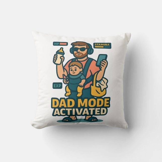 Papa Modus Geactiveerd - Gamer Stijl Ouderschap Kussen (Voorkant)