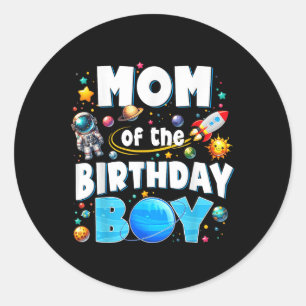 Papa Moeder van de Verjaardag Jongen Astronaut Fam Ronde Sticker