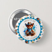 Papa moet zijn | Baby shower van Cowboy Teddy Bear Ronde Button 5,7 Cm (Voorkant /achterkant)