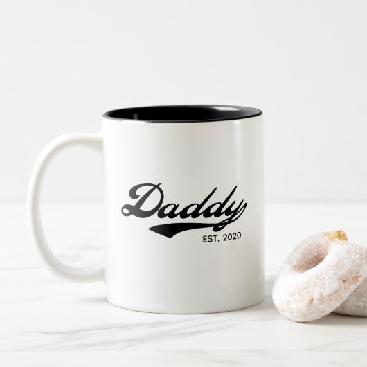 Papa-Mokken (Est Jaar) - Gepersonaliseerd formuler Tweekleurige Koffiemok (Met donut)