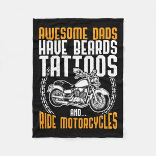 Papa Motorcycle Vaders Dag Gift Funny Tattoo Fleece Deken