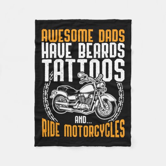 Papa Motorcycle Vaders Dag Gift Funny Tattoo Fleece Deken (Voorkant)