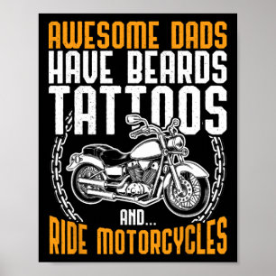 Papa Motorcycle Vaders Dag Gift Funny Tattoo Poster