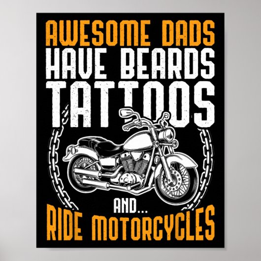 Papa Motorcycle Vaders Dag Gift Funny Tattoo Poster (Voorkant)