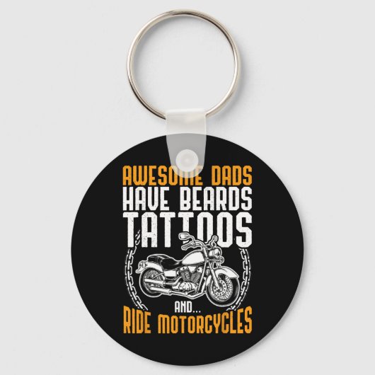 Papa Motorcycle Vaders Dag Gift Funny Tattoo Sleutelhanger (Voorkant)