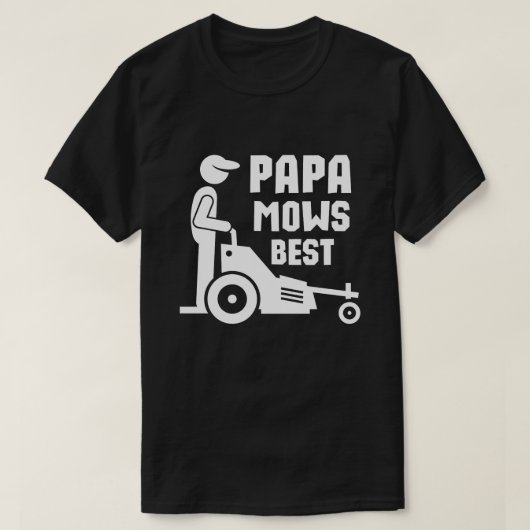 Papa Mows Best - Minimalistisch grasmaaien papa T-shirt (Design voorkant)
