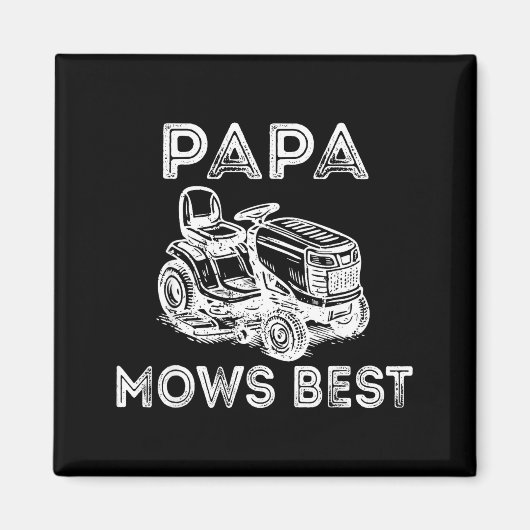 Papa Mows Funny Lawn Mower Father's Day Grandpa Magneet (Voorkant)
