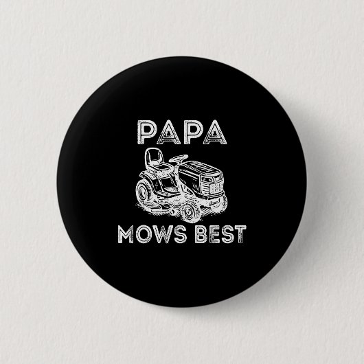 Papa Mows Funny Lawn Mower Father's Day Grandpa Ronde Button 5,7 Cm (Voorkant)