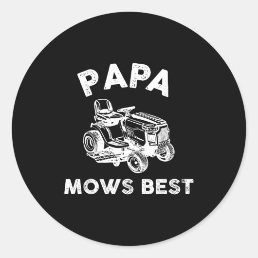 Papa Mows Funny Lawn Mower Father's Day Grandpa  Ronde Sticker (Voorkant)