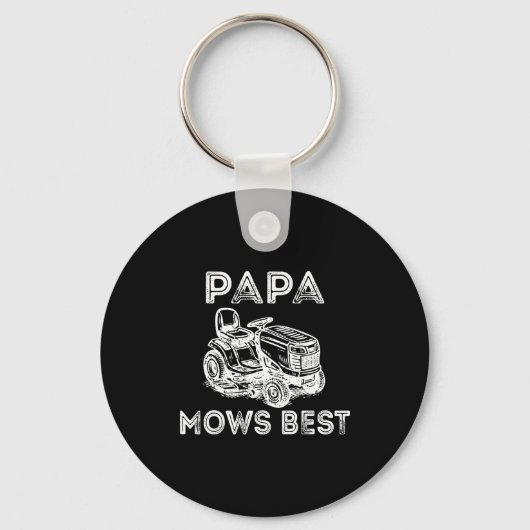 Papa Mows Funny Lawn Mower Father's Day Grandpa Sleutelhanger (Voorkant)