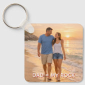 Papa, My Rock Beach Sunset Aangepaste Vaderdag Sleutelhanger (Voorkant)