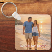 Papa, My Rock Beach Sunset Aangepaste Vaderdag Sleutelhanger (Voorkant)