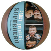 Papa My Superheld Father's Day 2 Foto Collage Basketbal (Verticaal)