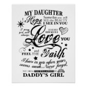Papa naar dochter HOPE FAITH LOVE Special Message Perfect Poster (Voorkant)