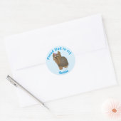 Papa naar mijn Yorkie Ronde Sticker (Envelop)