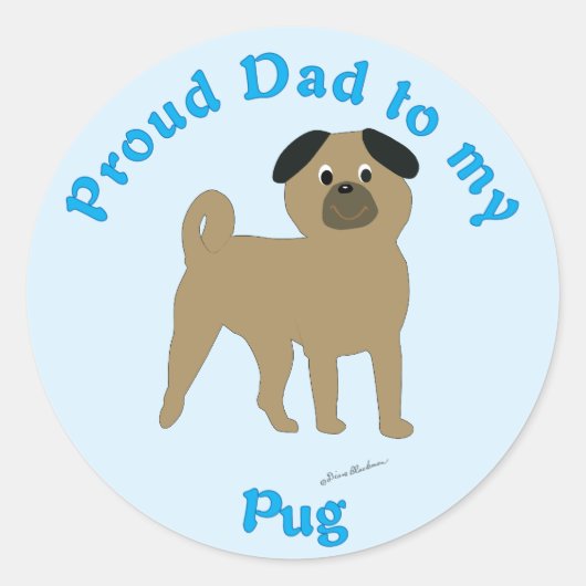 Papa naar m'n pug ronde sticker (Voorkant)