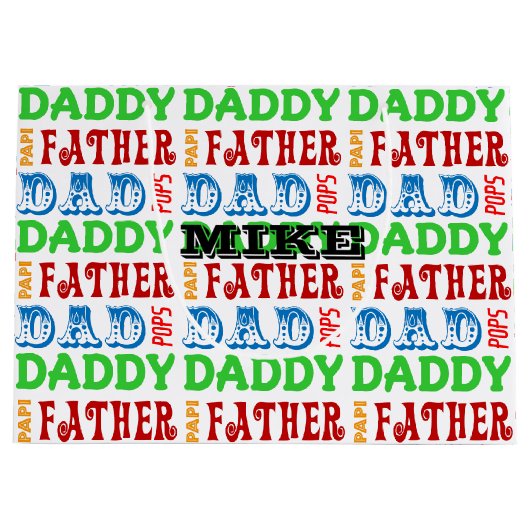 Papa Names Personal Large Gift Bag Groot Cadeauzakje (Voorkant)