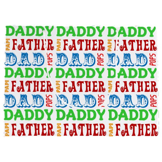 Papa Names Personal Large Gift Bag Groot Cadeauzakje (Achterkant)