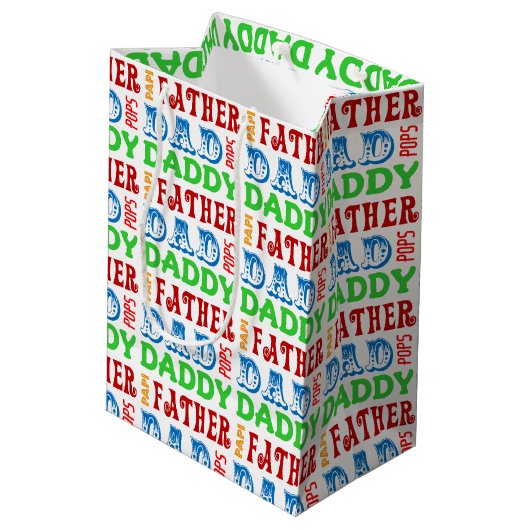 Papa Names Personalized Gift Bag Medium Cadeauzakje (Achterkant Gekanteld)