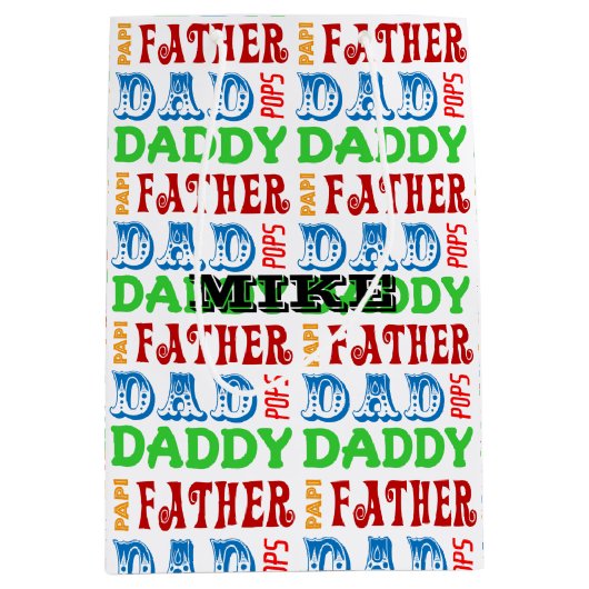 Papa Names Personalized Gift Bag Medium Cadeauzakje (Voorkant)