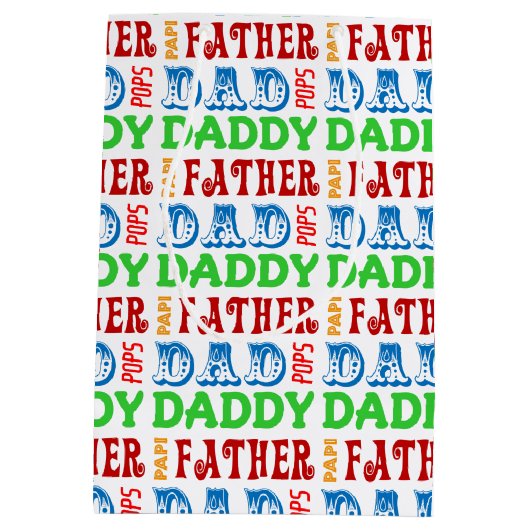 Papa Names Personalized Gift Bag Medium Cadeauzakje (Achterkant)