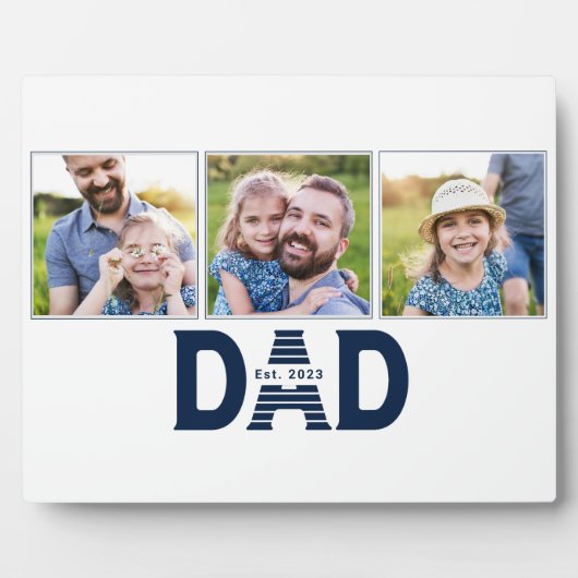 Papa Navy Blue Moderne 3 foto Fotoplaat (Voorkant)