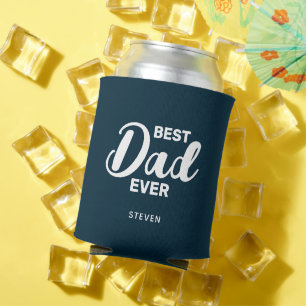 Papa Navy Blue White Typografie Fathers Day Custom Blikjeskoeler