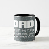Papa "net als fudge" leuke grijsblauwe mok (Voorkant rechts)