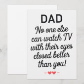 Papa niemand anders kan tv kijken met hun ogen dic feestdagenkaart (Voorkant / Achterkant)