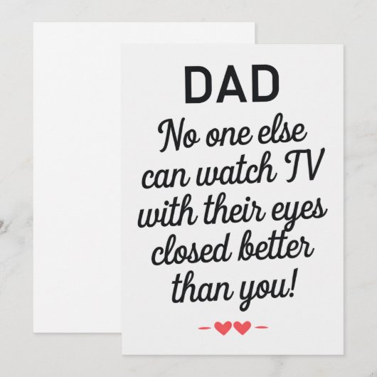 Papa niemand anders kan tv kijken met hun ogen dic feestdagenkaart (Voorkant / Achterkant)