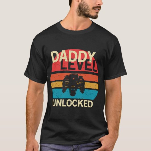 Papa Niveau Ontgrendeld Nieuwe Pap, Gaming Design, T-shirt (Voorkant)