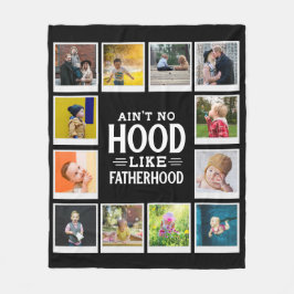 Papa No Hood like Fatherhood Photo Collage Black Fleece Deken