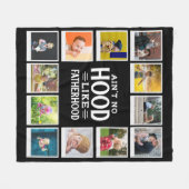 Papa No Hood like Fatherhood Photo Collage Black Fleece Deken (Voorkant (Horizontaal))