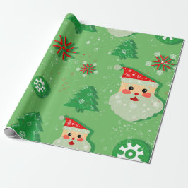 Papá Noel y Abetos Festivos Cadeaupapier