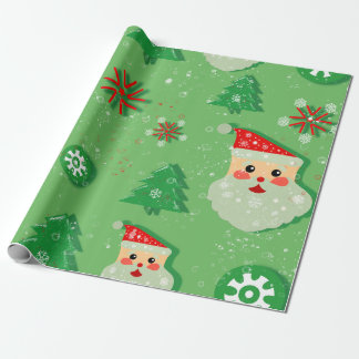 Papá Noel y Abetos Festivos Cadeaupapier