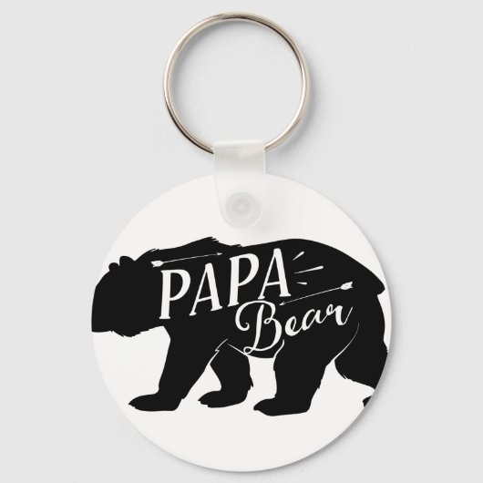 Papa Noveltie Beer Grappig Retro Sleutelhanger (Voorkant)